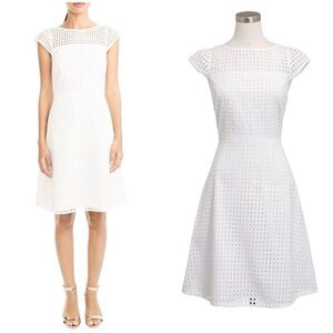 J. CREW All Over Eyelet White Square-Neck Timeless Cotton Women’s Dress Size 14